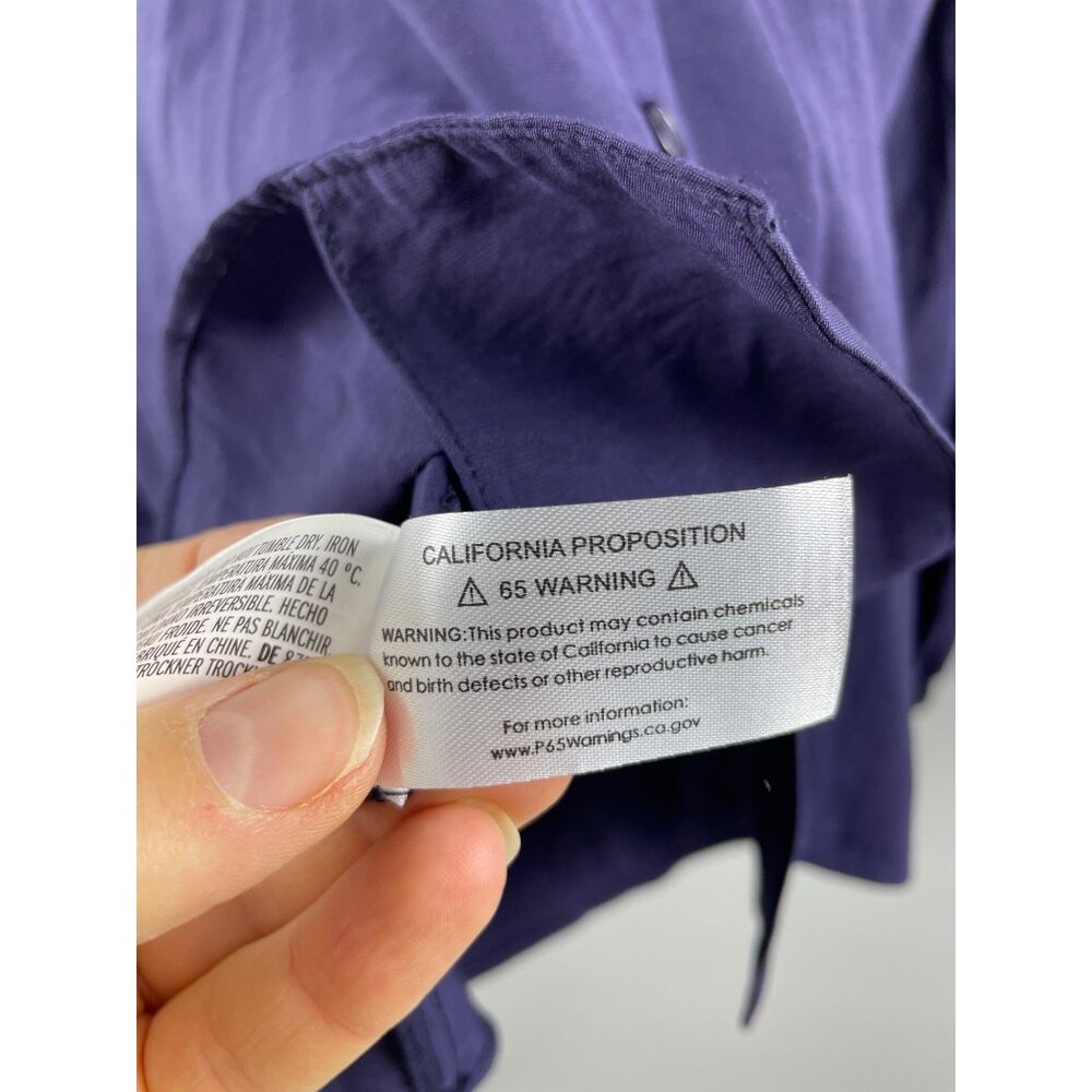 English Factory Women's 2X Plus Blouson Sleeve Collared Button Up Blouse Blue - Picture 7 of 10